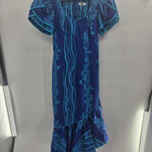 Mamo Howell Vintage Blue Hawaii Layered Sleeves Maxi Dress Size XS/S